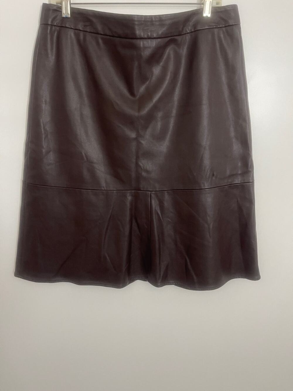 Liz Claiborne Faux Leather Skirt Chocolate Brown A-Line Woman’s Size 12